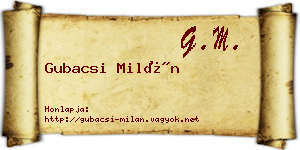 Gubacsi Milán névjegykártya